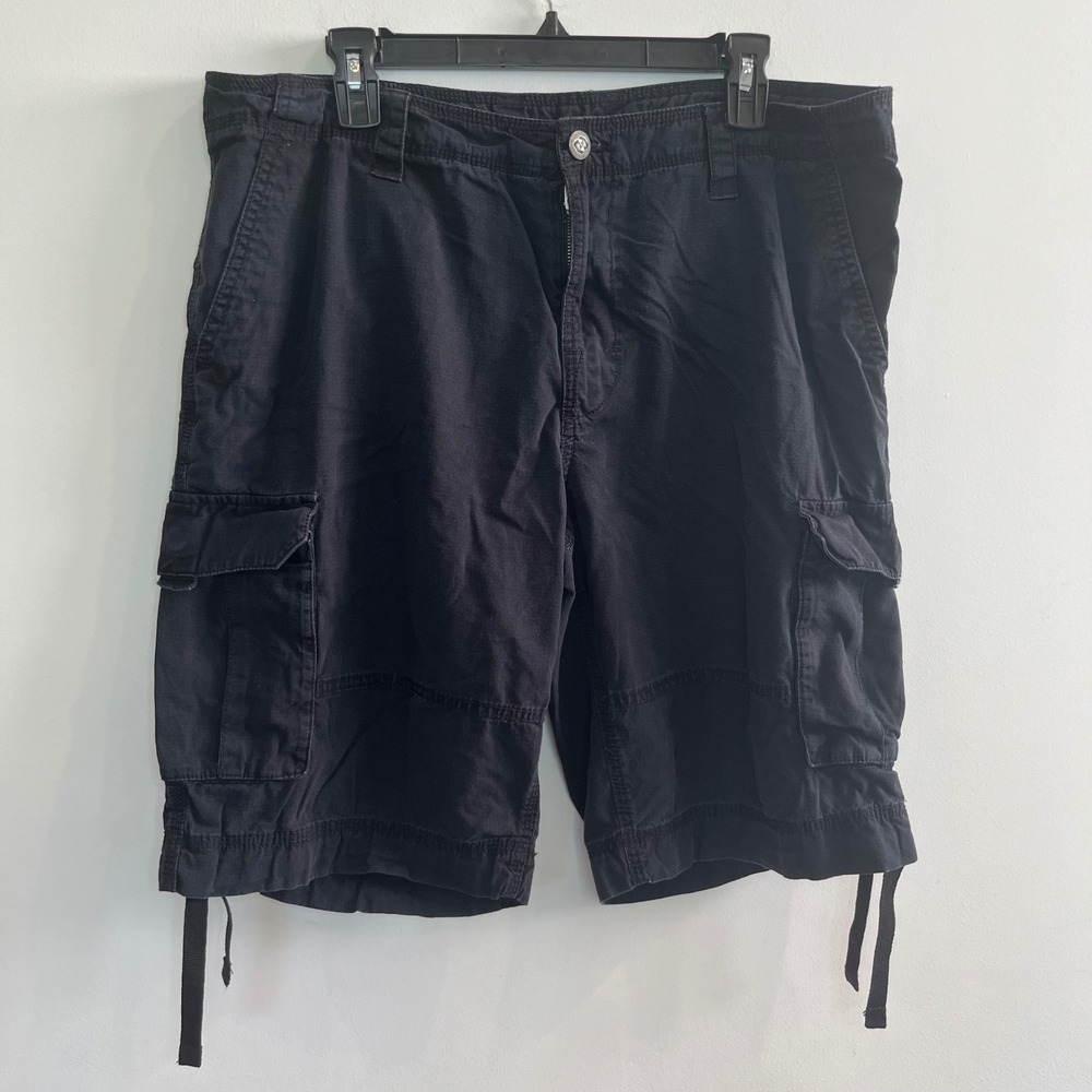 Champs Sports Gear Black Cargo Shorts Size 36 Cotton Utility Multi Pocket Shorts
